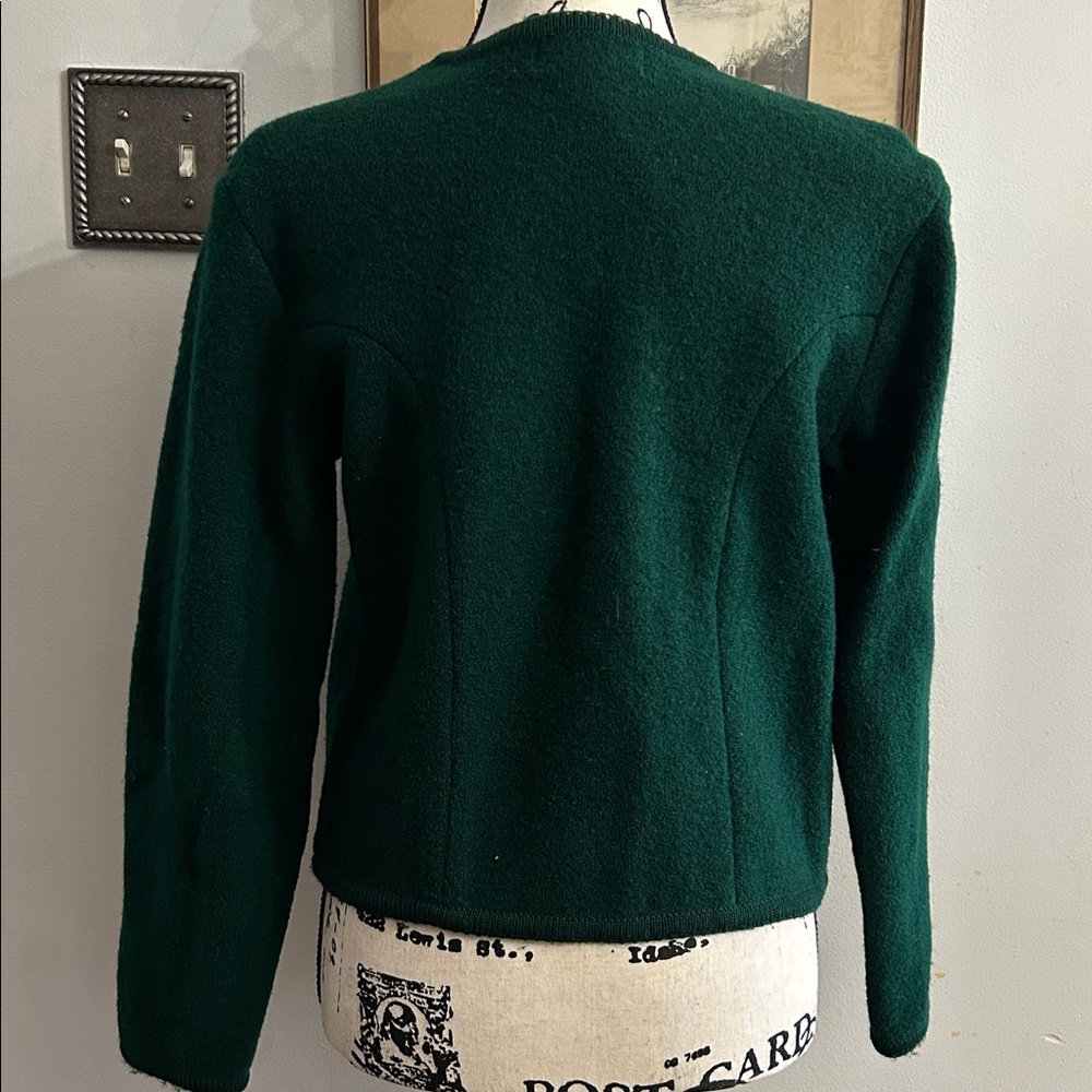 Talbots Forest Green Wool Cardigan 100% Wool Size 4 Petite - Picture 3 of 4